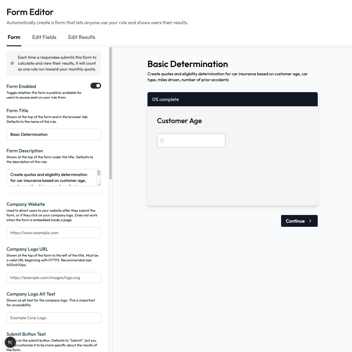 Embeddable form builder